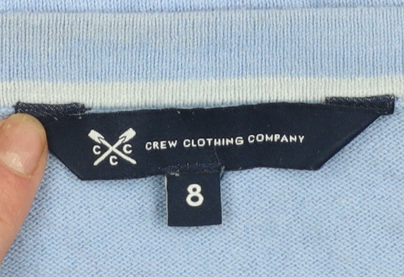Crew Clothing Women’s Blue V-Neck Cotton Cashmere Jumper Size 8
