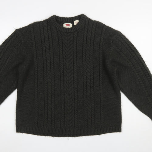 Levi's Women Black Cable Knit Crew Neck Relaxed Fit Jumper Size M