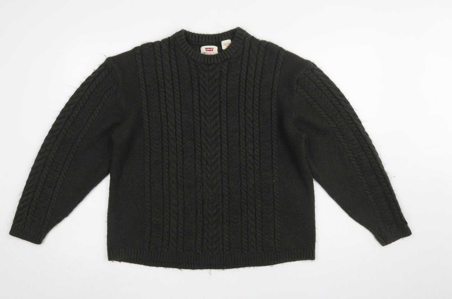Levi's Women Black Cable Knit Crew Neck Relaxed Fit Jumper Size M