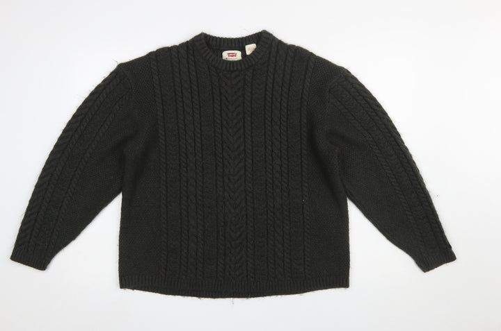 Levi's Women Black Cable Knit Crew Neck Relaxed Fit Jumper Size M