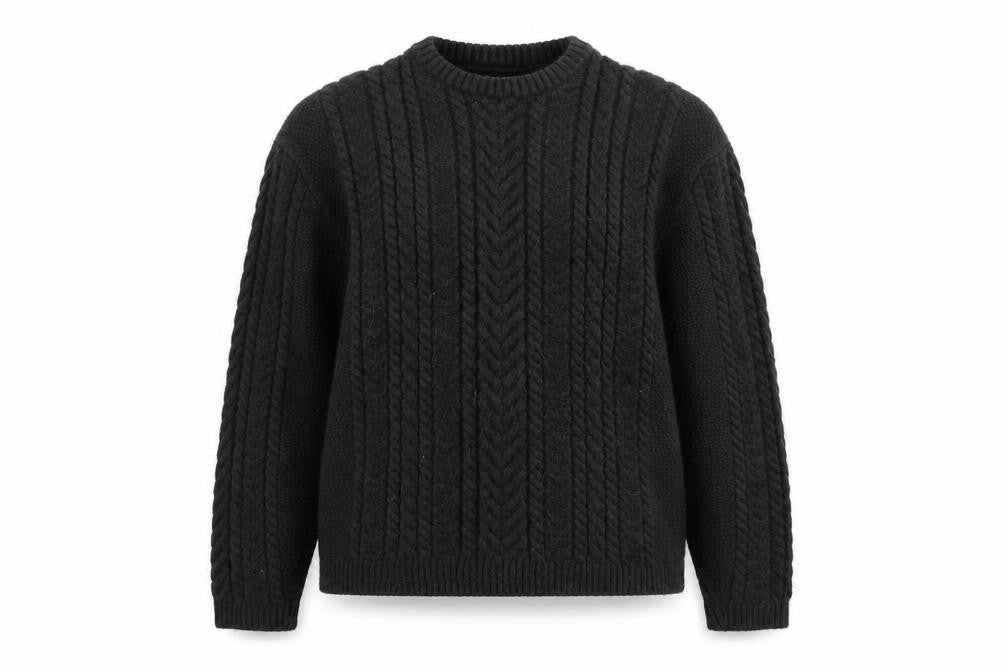 Levi's Women Black Cable Knit Crew Neck Relaxed Fit Jumper Size M