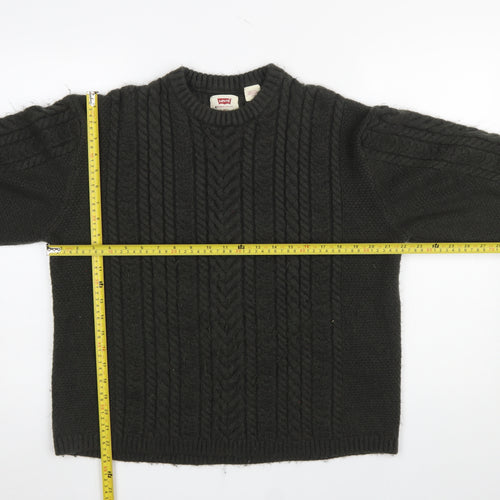 Levi's Women Black Cable Knit Crew Neck Relaxed Fit Jumper Size M