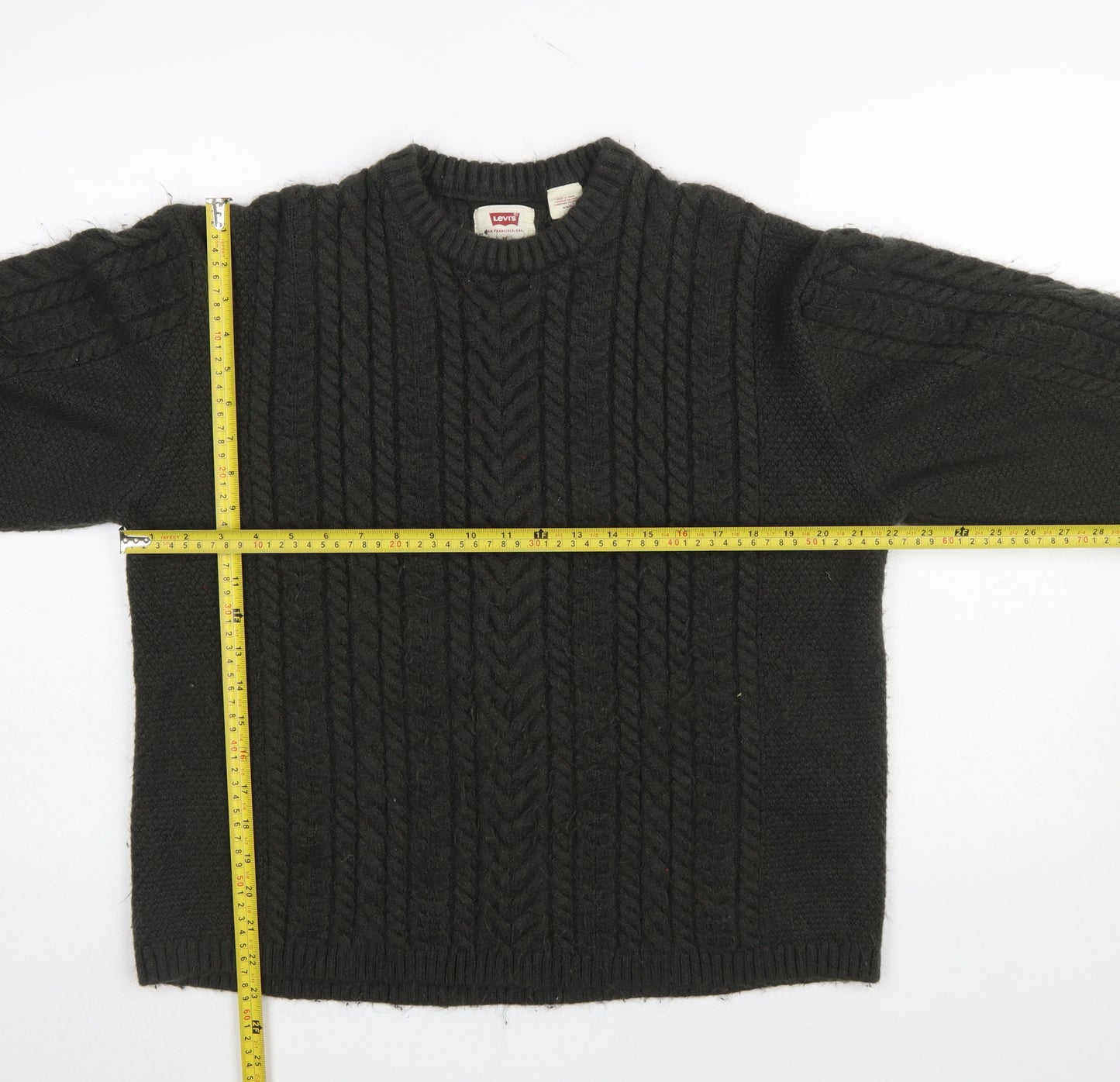 Levi's Women Black Cable Knit Crew Neck Relaxed Fit Jumper Size M