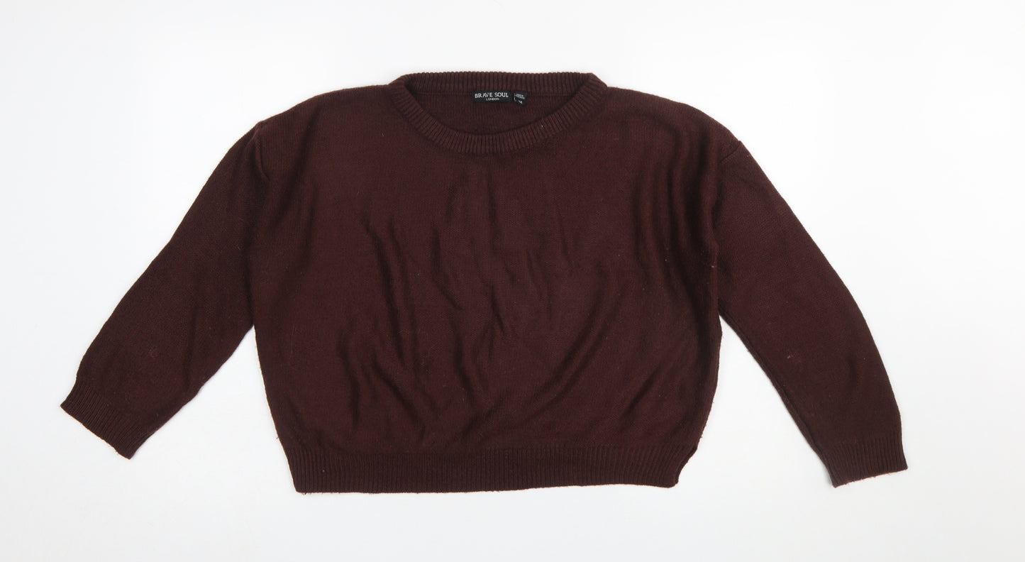 Brave Soul Women Brown Crew Neck Knit Jumper Size M