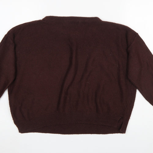Brave Soul Women Brown Crew Neck Knit Jumper Size M