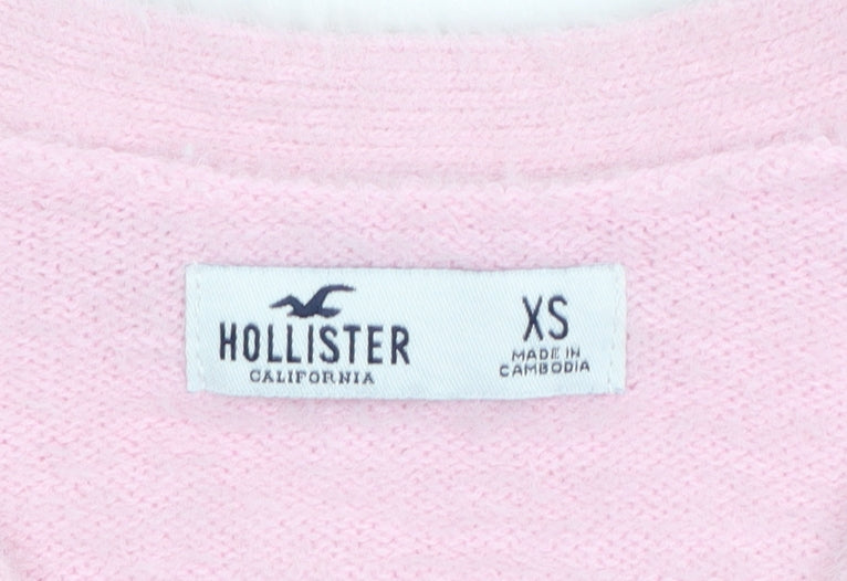 Hollister Women’s Pink V-Neck Long Sleeve Knit Cardigan XS