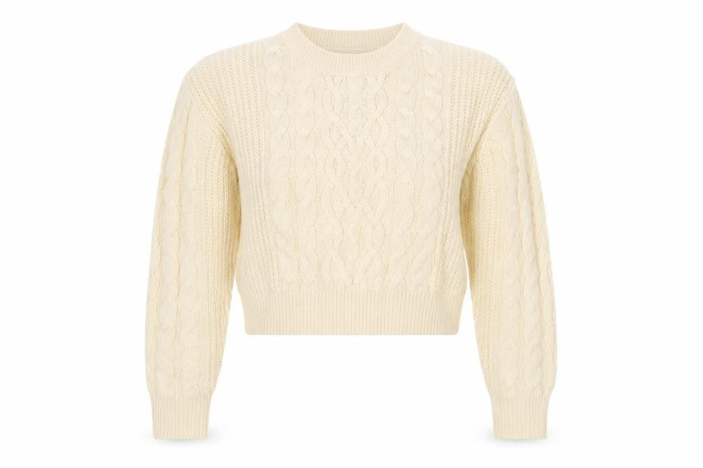 Brave Soul Women's Ivory Cable-Knit Crew Neck Jumper Size 12