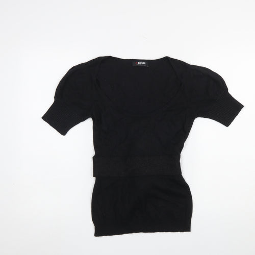 Morgan Women’s Black Scoop Neck Short Sleeve Angora Blend Jumper M