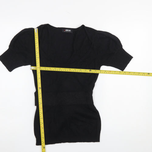 Morgan Women’s Black Scoop Neck Short Sleeve Angora Blend Jumper M