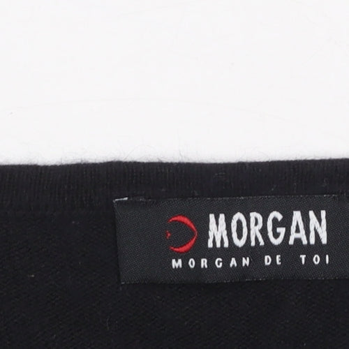 Morgan Women’s Black Scoop Neck Short Sleeve Angora Blend Jumper M
