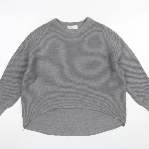 Quiz Women’s Grey Ribbed Crew Neck Long Sleeve Pullover Jumper Size S
