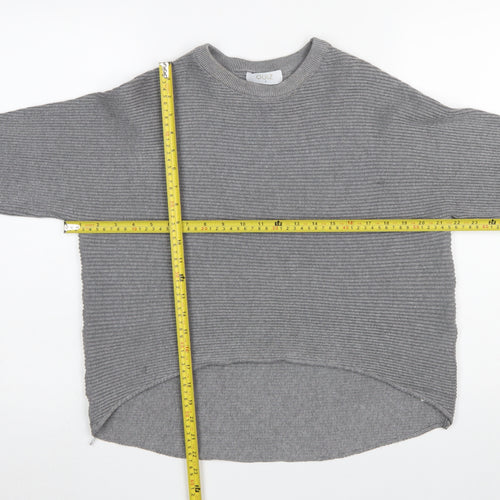 Quiz Women’s Grey Ribbed Crew Neck Long Sleeve Pullover Jumper Size S