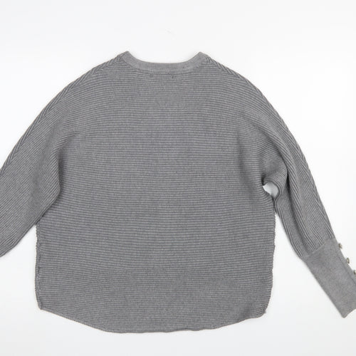 Quiz Women’s Grey Ribbed Crew Neck Long Sleeve Pullover Jumper Size S