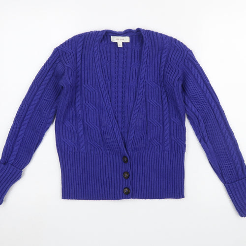 Marks and Spencer Per Una Women's Purple Size 8 Cable-Knit Cardigan