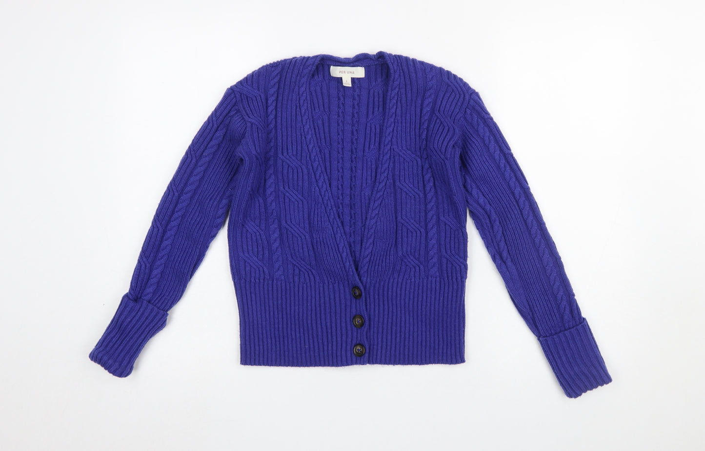 Marks and Spencer Per Una Women's Purple Size 8 Cable-Knit Cardigan