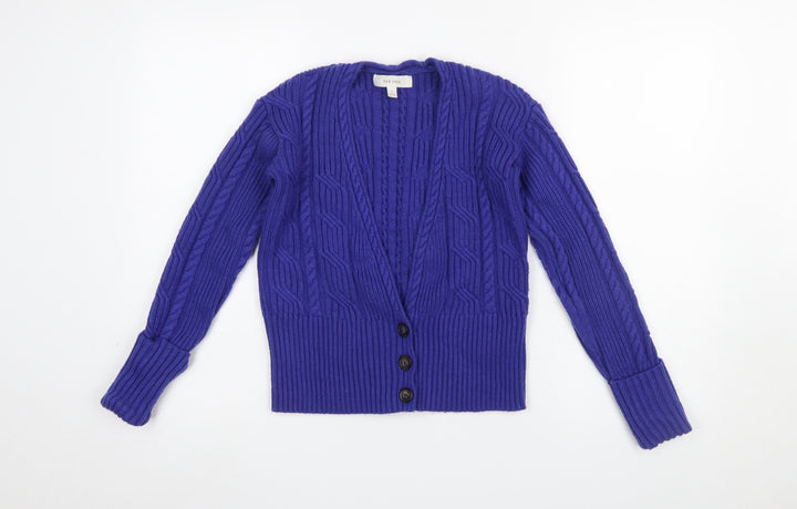 Marks and Spencer Per Una Women's Purple Size 8 Cable-Knit Cardigan