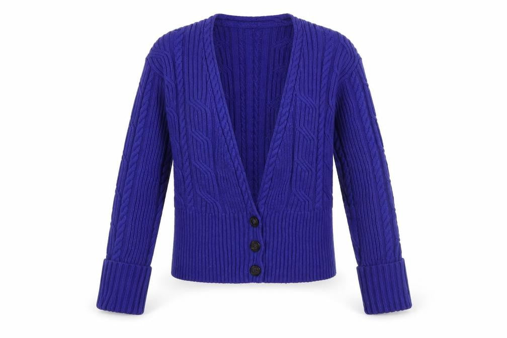 Marks and Spencer Per Una Women's Purple Size 8 Cable-Knit Cardigan