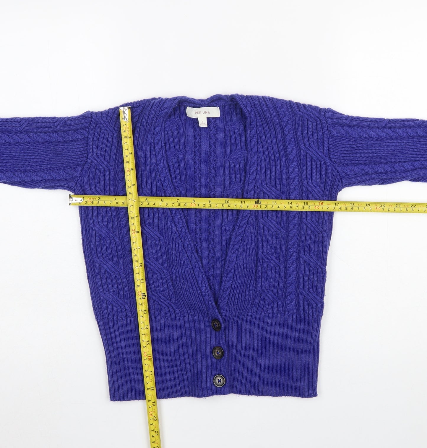Marks and Spencer Per Una Women's Purple Size 8 Cable-Knit Cardigan