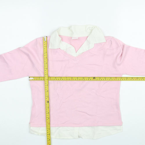 NAFNAF Girls Pink Acrylic Blend V-Neck Pullover Jumper 13 Years