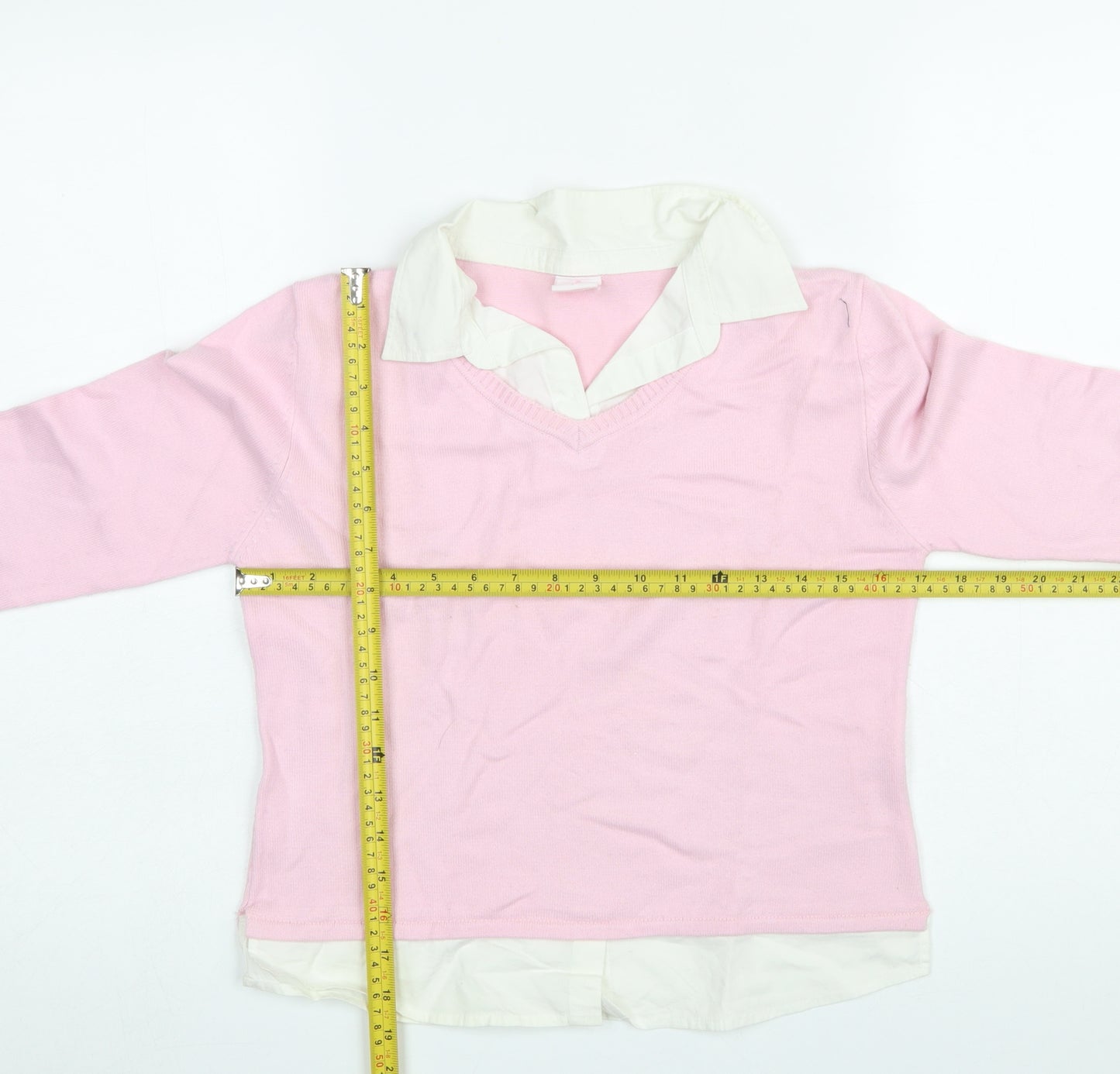 NAFNAF Girls Pink Acrylic Blend V-Neck Pullover Jumper 13 Years