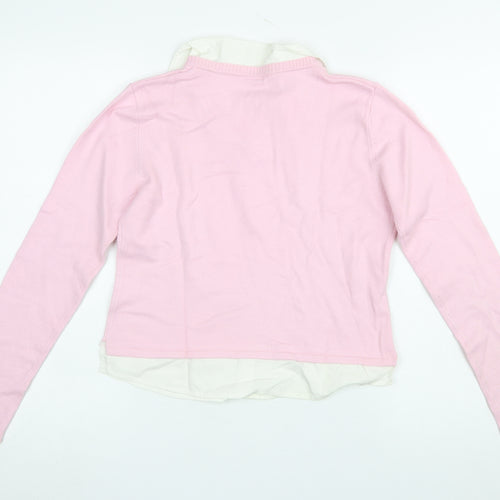 NAFNAF Girls Pink Acrylic Blend V-Neck Pullover Jumper 13 Years