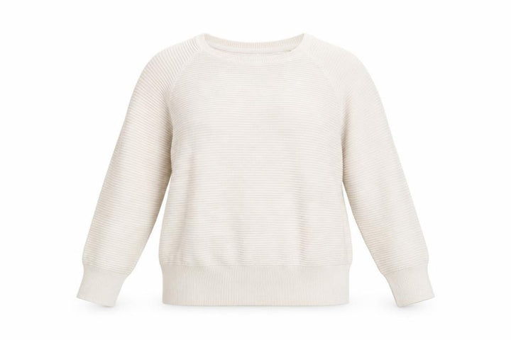 French Connection Women Ivory Cotton Jumper S Crew Neck 3/4 Sleeve