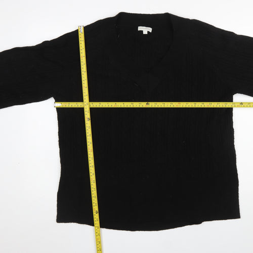 Monsoon Women’s Black V-Neck Cable-Knit Pullover Jumper L