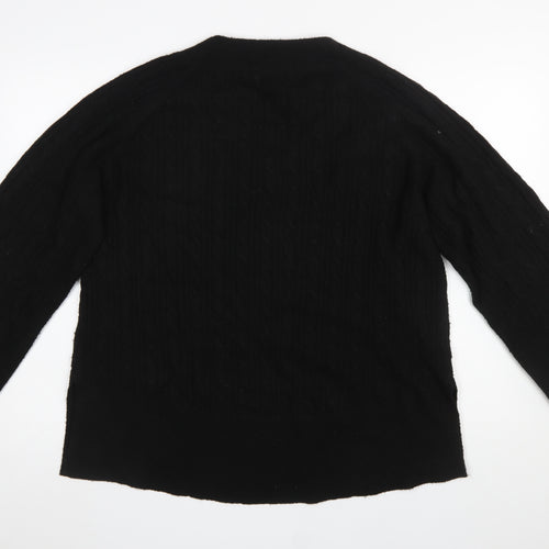 Monsoon Women’s Black V-Neck Cable-Knit Pullover Jumper L
