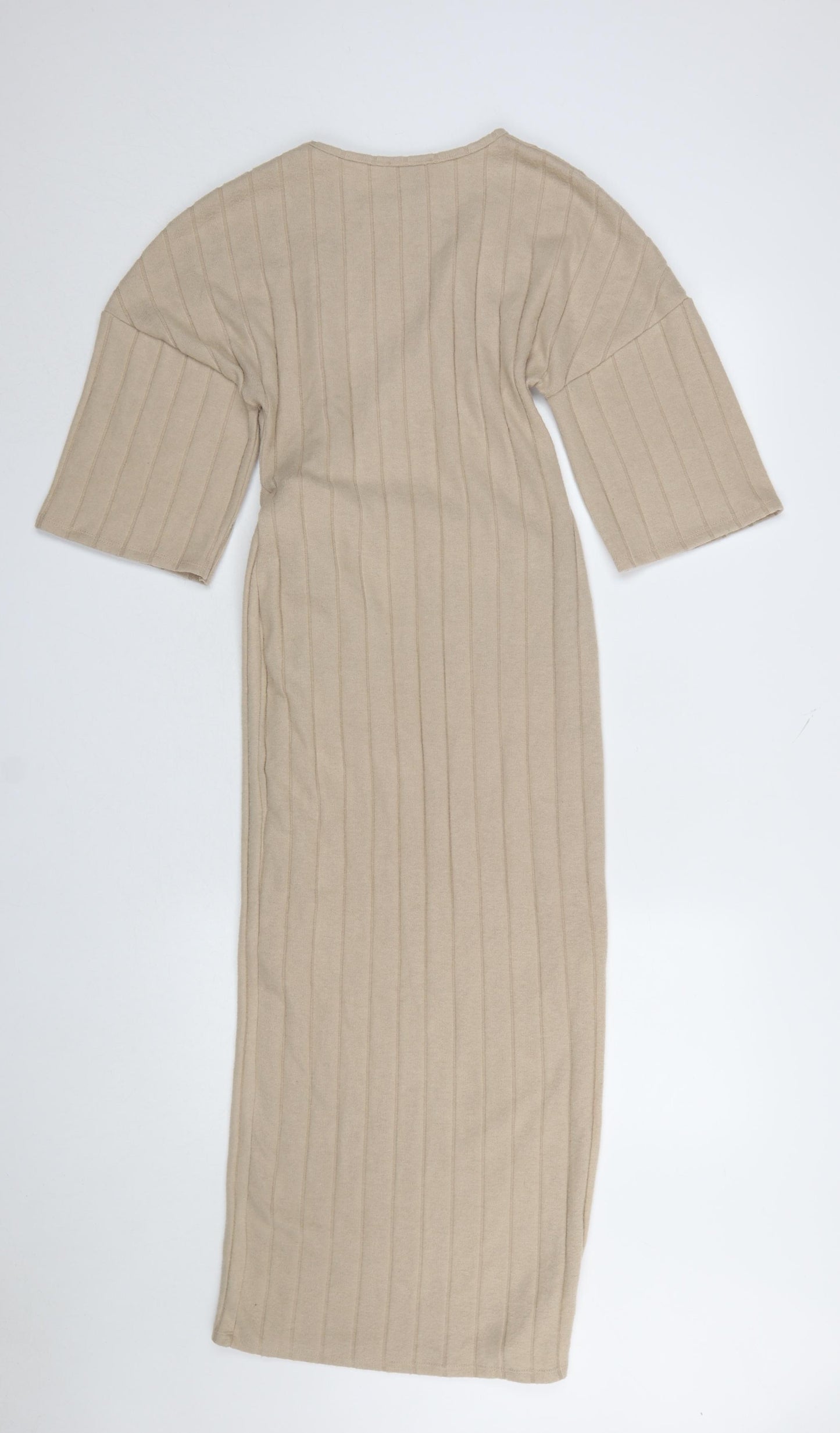 River Island Women’s Beige Midi Bodycon Knit Dress Size S