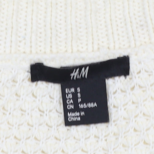 H&M Women’s Ivory Chunky-Knit V-Neck Cardigan Jumper Size S