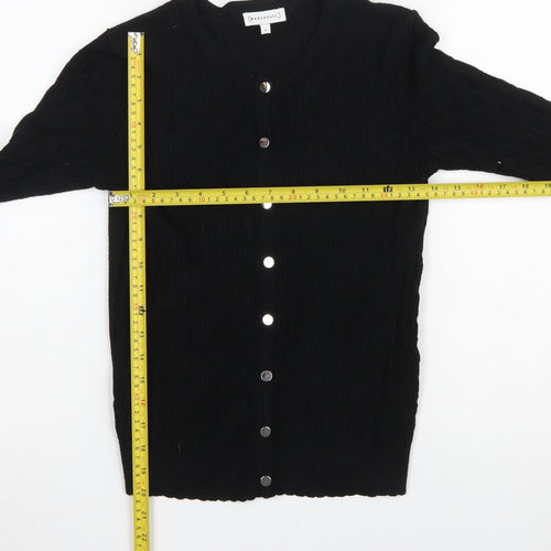 Warehouse Womens Black Cardigan Size 6 Long Sleeve Knit Jumper