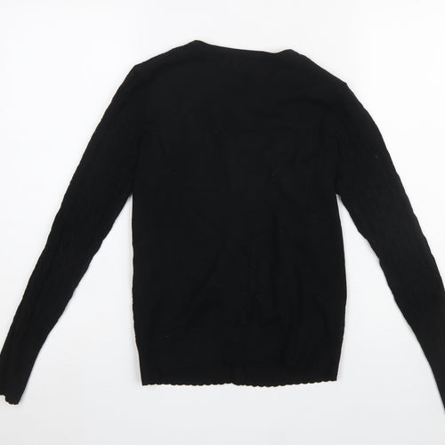 Warehouse Womens Black Cardigan Size 6 Long Sleeve Knit Jumper