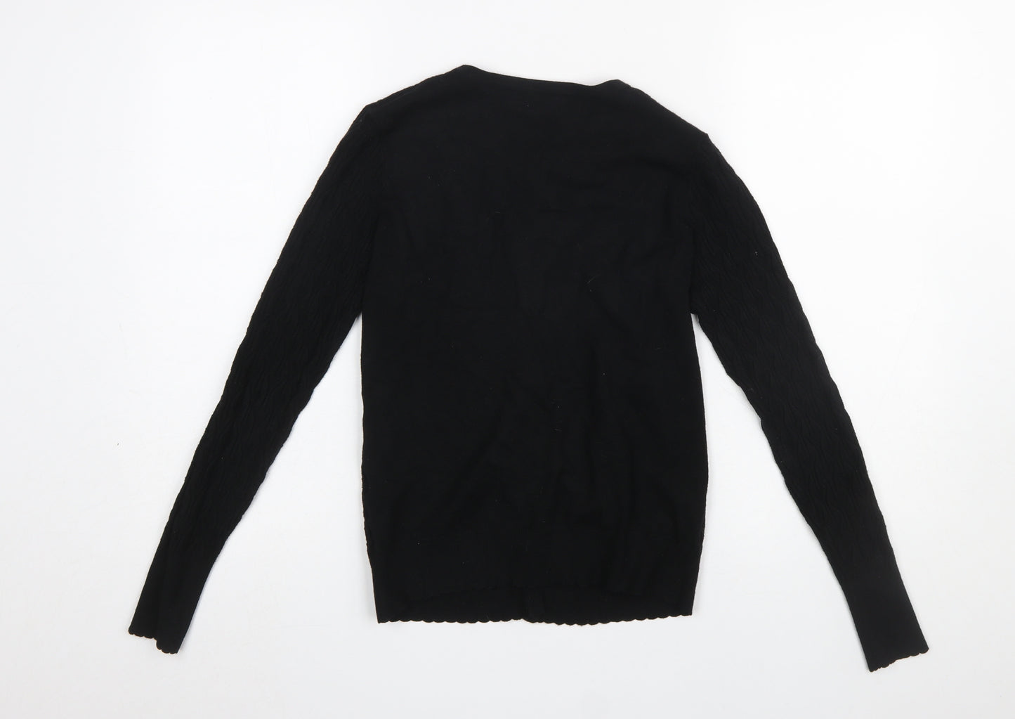 Warehouse Womens Black Cardigan Size 6 Long Sleeve Knit Jumper