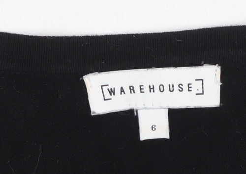 Warehouse Womens Black Cardigan Size 6 Long Sleeve Knit Jumper