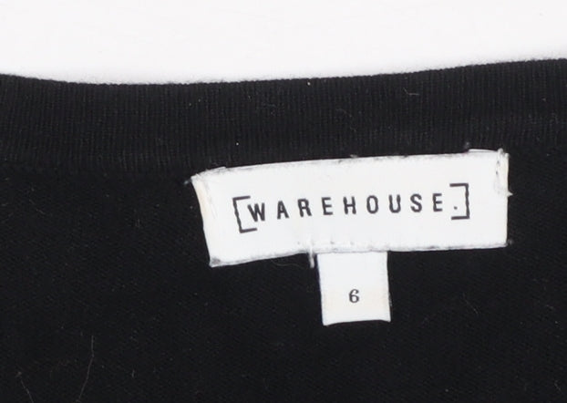 Warehouse Womens Black Cardigan Size 6 Long Sleeve Knit Jumper