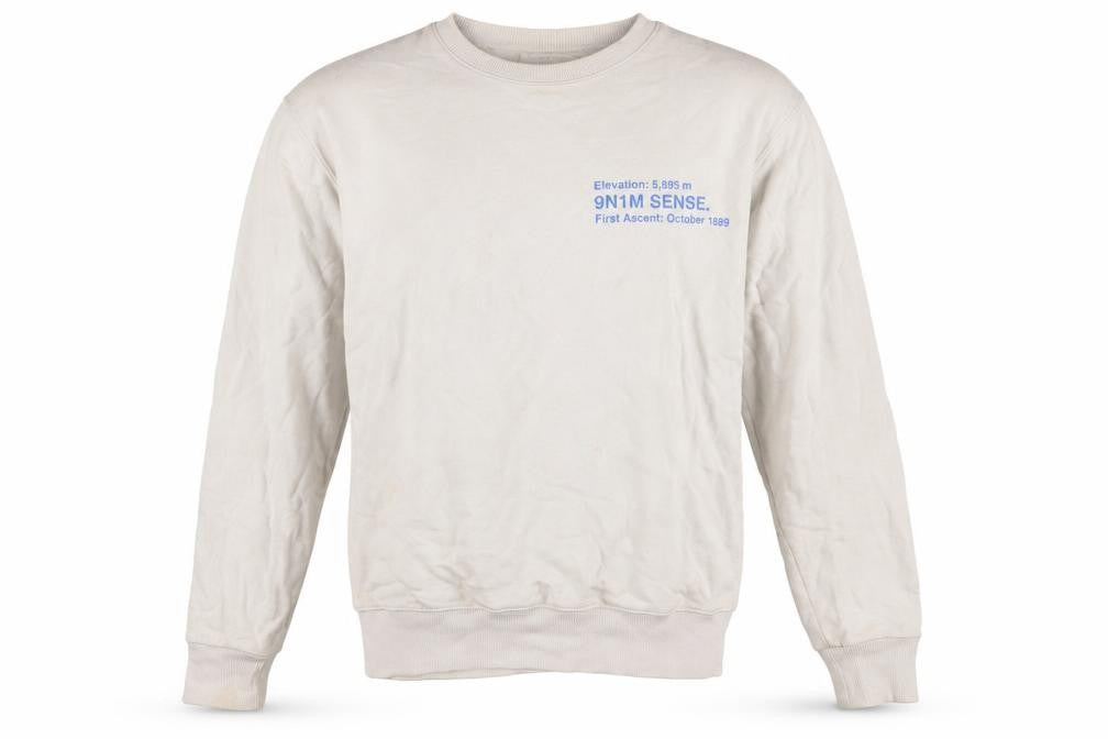 9N1M SENSE Men Beige Graphic Print Crew Neck Cotton Sweatshirt Size S