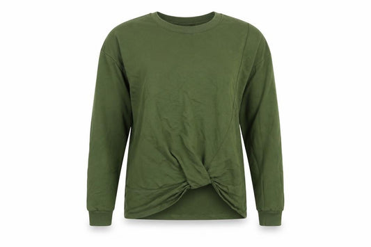 Front view of Very Women’s Green Twist Front Pullover Sweatshirt, size UK 12