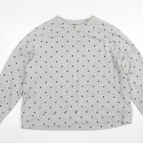 H&M Women Grey Polka Dot Pullover Sweatshirt 2XL Cotton Blend
