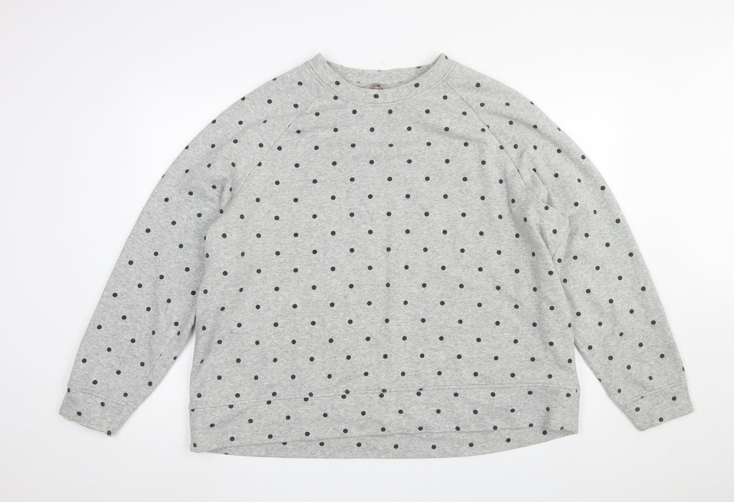 H&M Women Grey Polka Dot Pullover Sweatshirt 2XL Cotton Blend