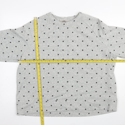 H&M Women Grey Polka Dot Pullover Sweatshirt 2XL Cotton Blend