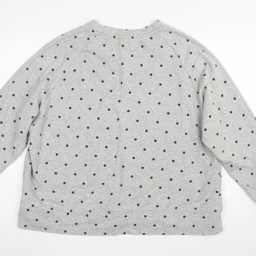 H&M Women Grey Polka Dot Pullover Sweatshirt 2XL Cotton Blend