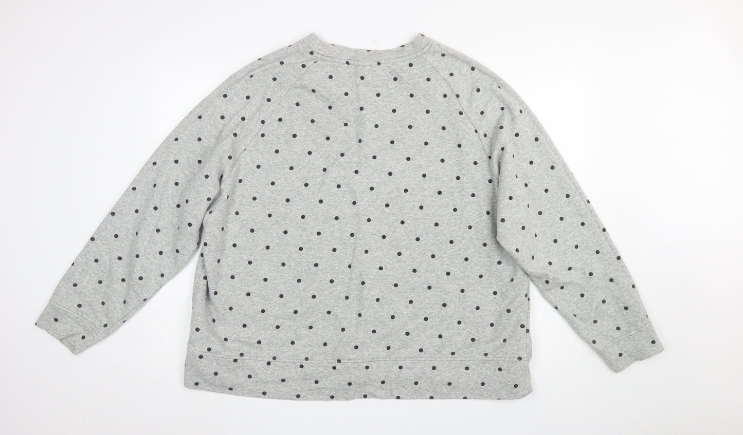 H&M Women Grey Polka Dot Pullover Sweatshirt 2XL Cotton Blend