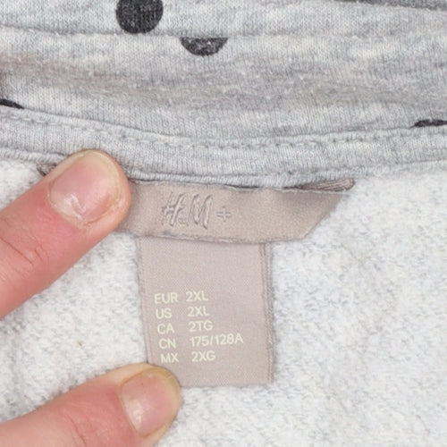 H&M Women Grey Polka Dot Pullover Sweatshirt 2XL Cotton Blend