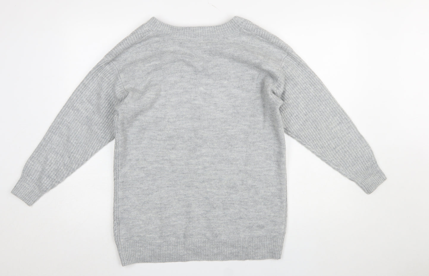 H&M Women’s Grey V-Neck Knit Pullover Jumper XS