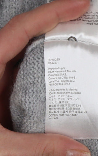 H&M Women’s Grey V-Neck Knit Pullover Jumper XS