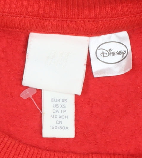 H&M Disney Womens Red Mickey Mouse Holiday Season Pullover Sweatshirt XS