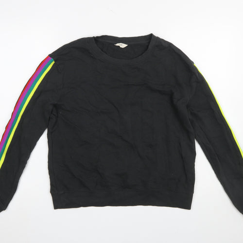 Hush Womens Black Rainbow Stripe Cotton Crew Neck Sweatshirt Size S