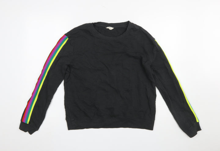 Hush Womens Black Rainbow Stripe Cotton Crew Neck Sweatshirt Size S