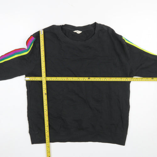 Hush Womens Black Rainbow Stripe Cotton Crew Neck Sweatshirt Size S