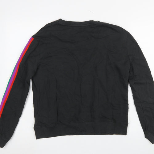 Hush Womens Black Rainbow Stripe Cotton Crew Neck Sweatshirt Size S